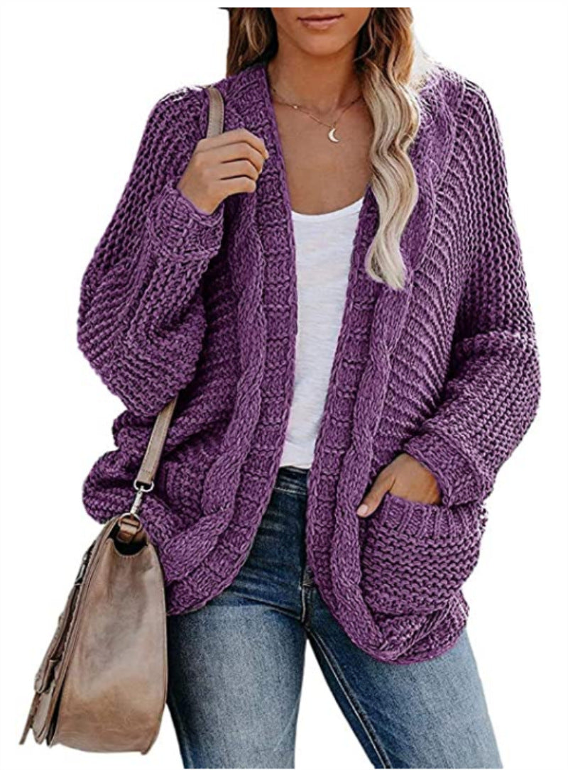 Damen Grobstrickjacke mit lässigem Schnitt und tiefen Taschen EB
