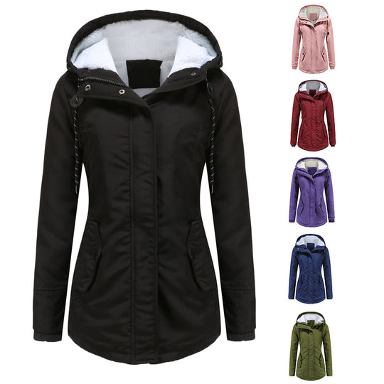 Damen nan gefütterte Winterparka mit Teddyfleece Innenfutter und Kapuze EB