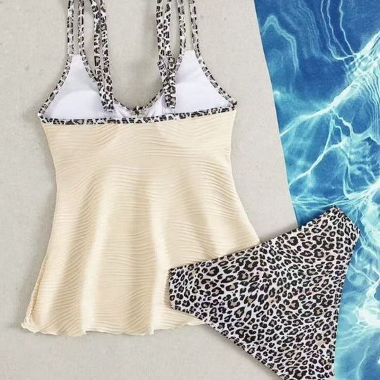 Damen Tankini mit gerafftem Oberteil und verspieltem Kordelzug EB