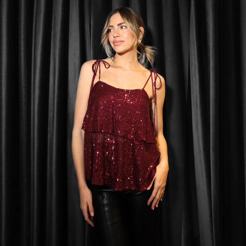 Damen Glänzendes Party-Top aus Pailletten EB