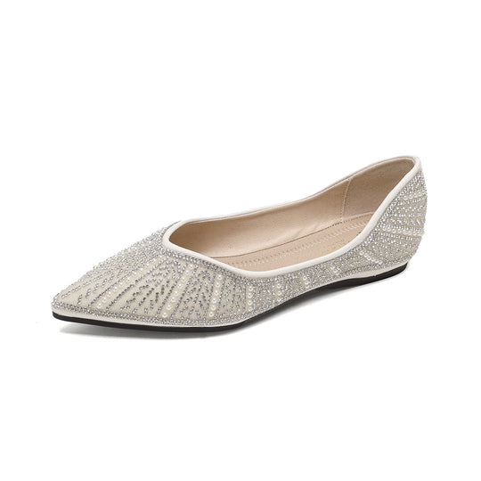 Damen Ballerinas mit glamourösem Strassdesign und elegantem Spitzenverschluss EB