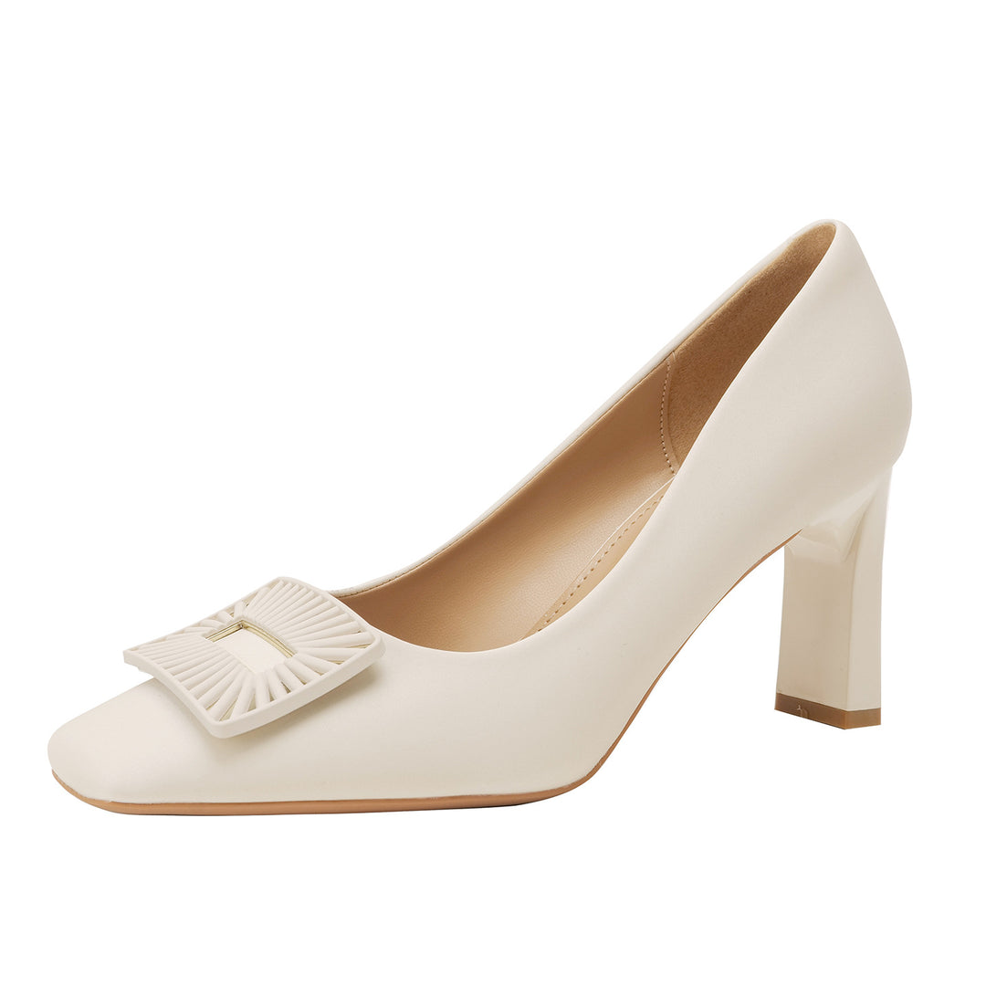Damen elegante Pumps mit modischer Faltenapplikation und stabiler Absatzhöhe EB