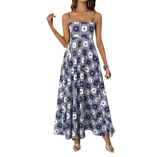 Damen Maxikleid mit modernem grafischem Design und elegantem A-Linien-Schnitt EB