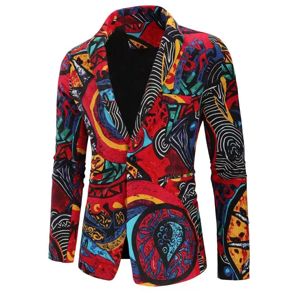 Herren modische Blazer mit buntem grafischem Design EB
