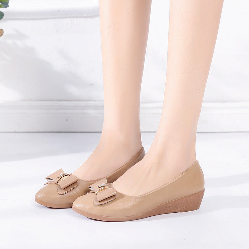 Damen elegante Keil-Pumps mit dekorativem Schleifen-Design EB