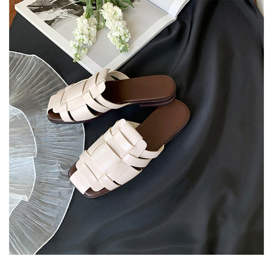 Damen komfortable Slip-On Sandalen mit geflochtenem Design EB