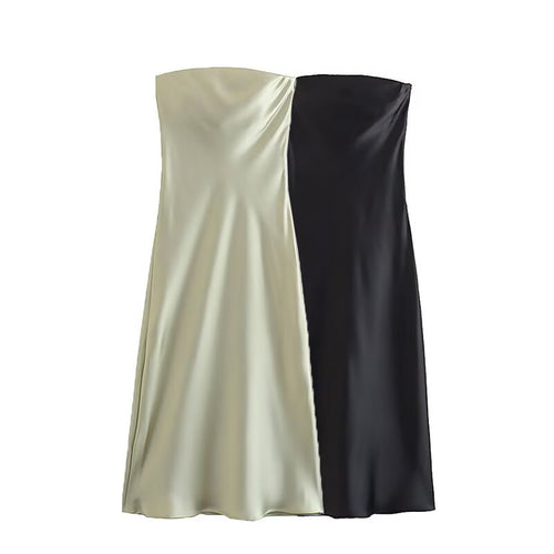 Damen langes Abendkleid im eleganten Satin-Look mit trägerlosem Design EB