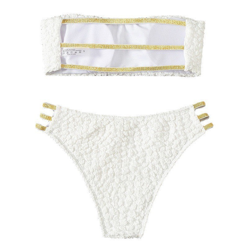 Damen Bandeau-Bikini mit strukturiertem Design und eleganten Akzenten EB