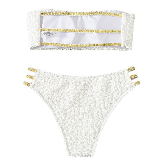 Damen Bandeau-Bikini mit strukturiertem Design und eleganten Akzenten EB