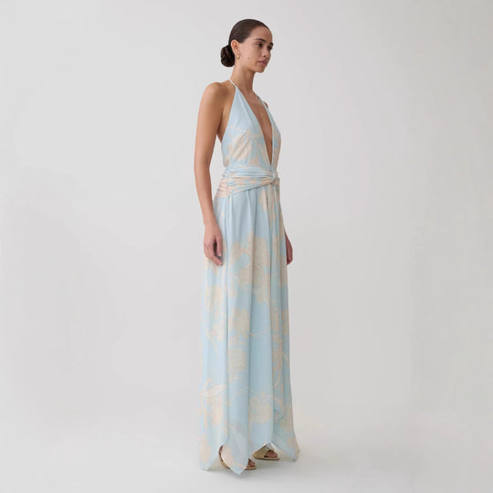 Damen Elegantes Wickelkleid mit tiefem V-Ausschnitt und floralem Design EB