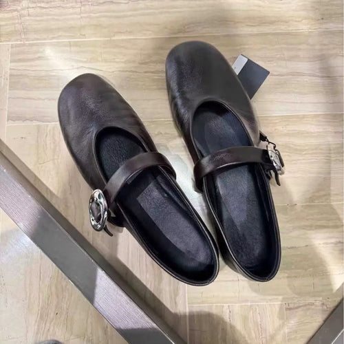 Damen Ballerinas mit verstellbarem Riemen und eleganter Schnalle EB