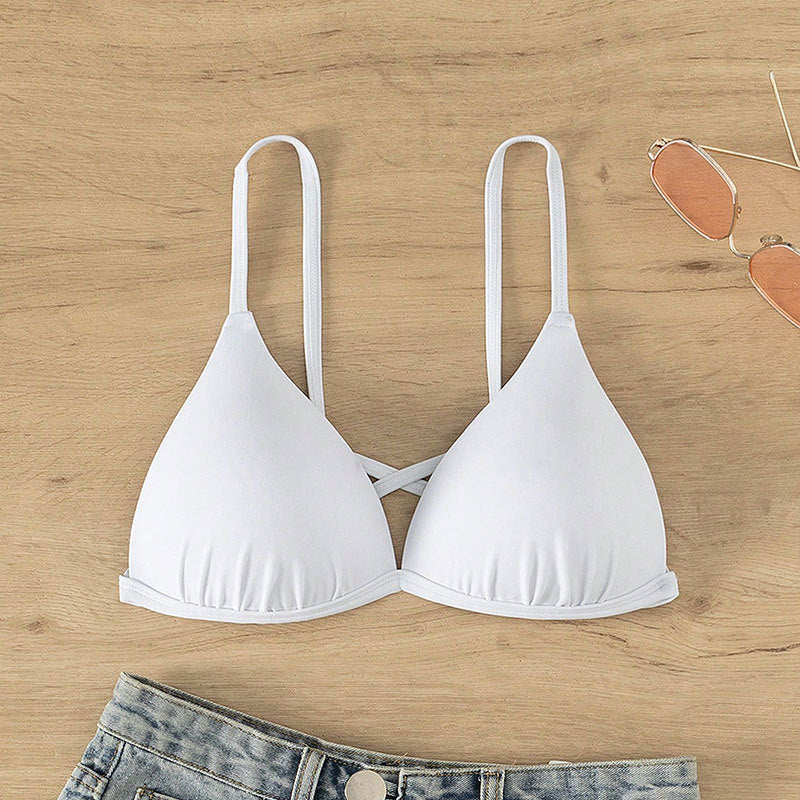 Damen Triangel-Bikinioberteil mit verstellbaren Trägern und trendigem Kreuzdesign EB