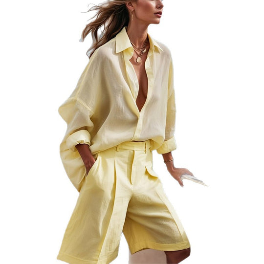 Damen elegante und luftige Leinen-Kombination EB