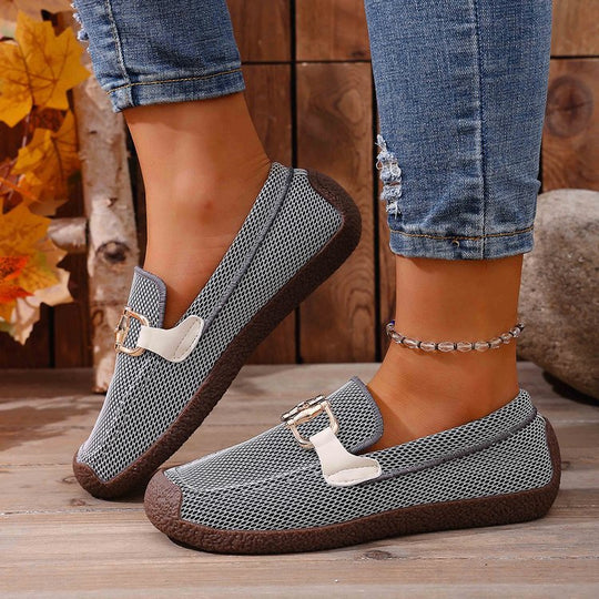 Damen Komfortable Freizeitschuhe mit dekorativen Schnallen EB