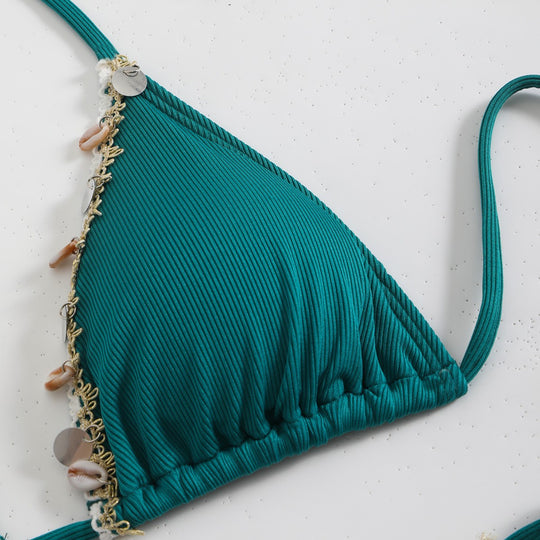 Damen Bunt geschmückter Triangel-Bikini EB