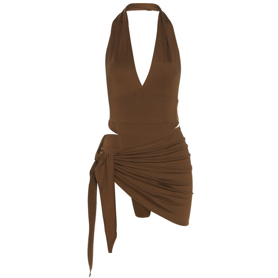 Damen Badeanzug mit tiefem V-Ausschnitt und trendigem Cut-Out EB