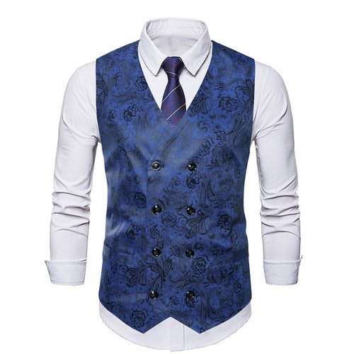 Herren elegante Weste mit floralem Design und Doppelreihe EB