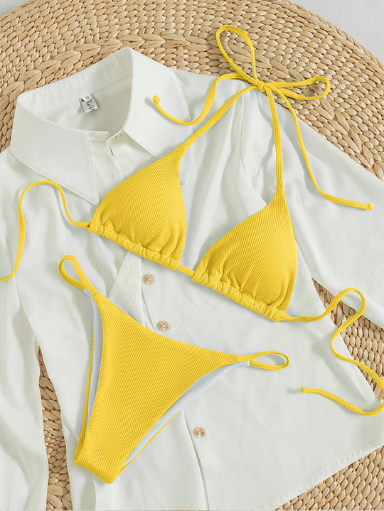 Damen Triangel-Bikini mit feiner Rippstruktur EB