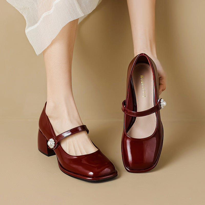Damen Elegante Ballerinas mit modischem Riemen und funkelnder Schnallenverzierung EB
