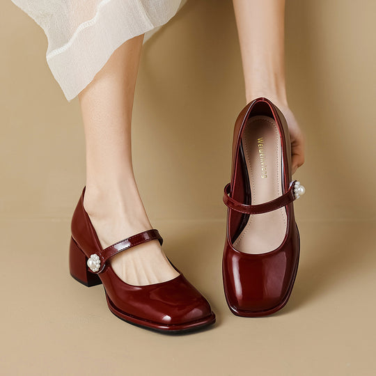Damen Elegante Ballerinas mit modischem Riemen und funkelnder Schnallenverzierung EB