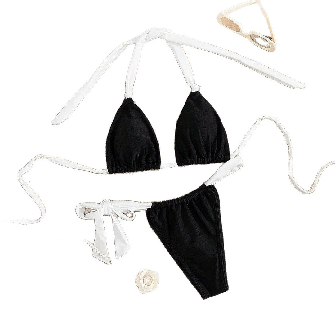 Damen Triangel-Bikini mit verstellbaren Trägern und femininem Bindedetail EB
