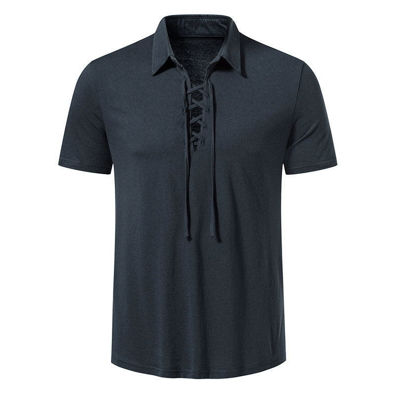 Herren Poloshirt mit modernem Schnürdesign und hochwertiger Baumwollqualität EB