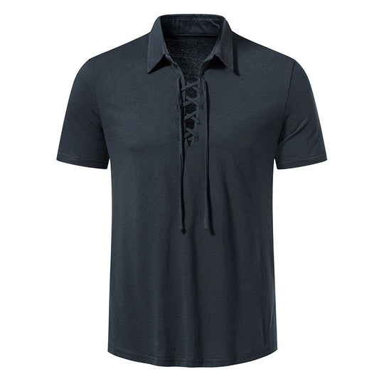 Herren Poloshirt mit modernem Schnürdesign und hochwertiger Baumwollqualität EB