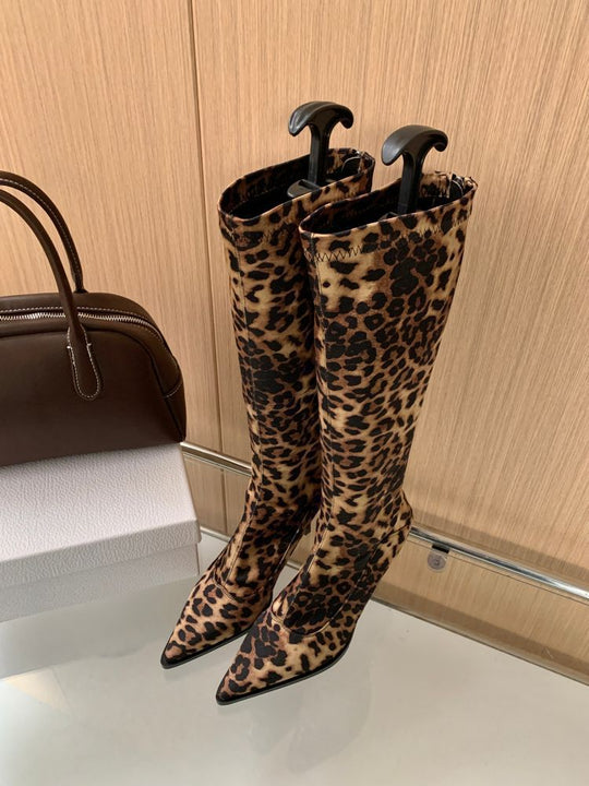 Damen elegante Overknee-Stiefel aus hochwertigem mit spitzem Absatz EB