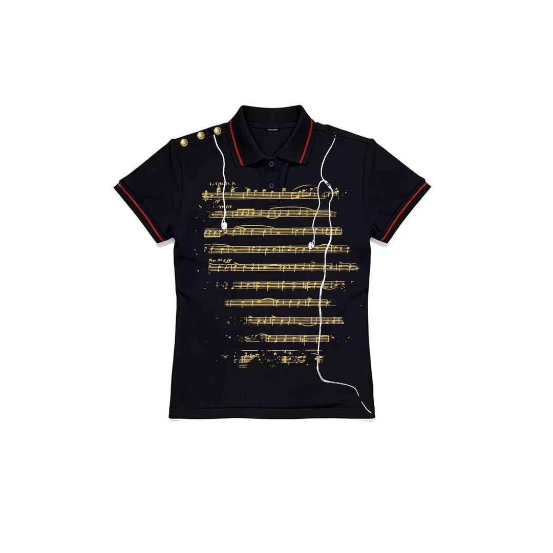 Damen Polo-Shirt mit musikalischem Motiv EB