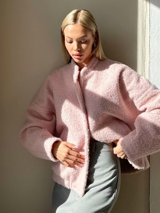 Damen Wolljacke im modernen Teddy-Stil EB
