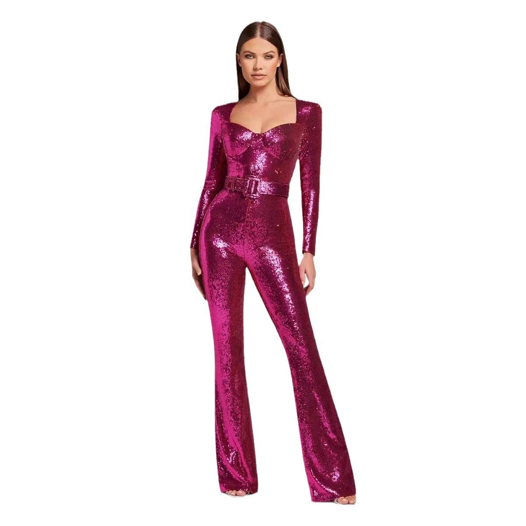 Damen Glamouröses Einteiler-Outfit mit glitzernden Applikationen und taillierter Silhouette EB