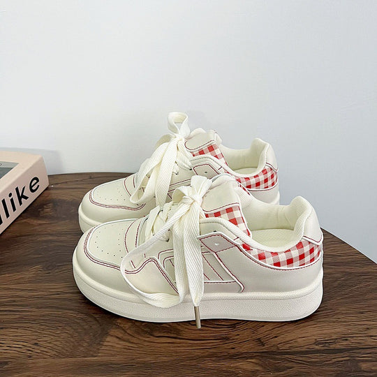 Damen Modische Sneakers mit klassischen Karomuster und dämpfender Sohle EB