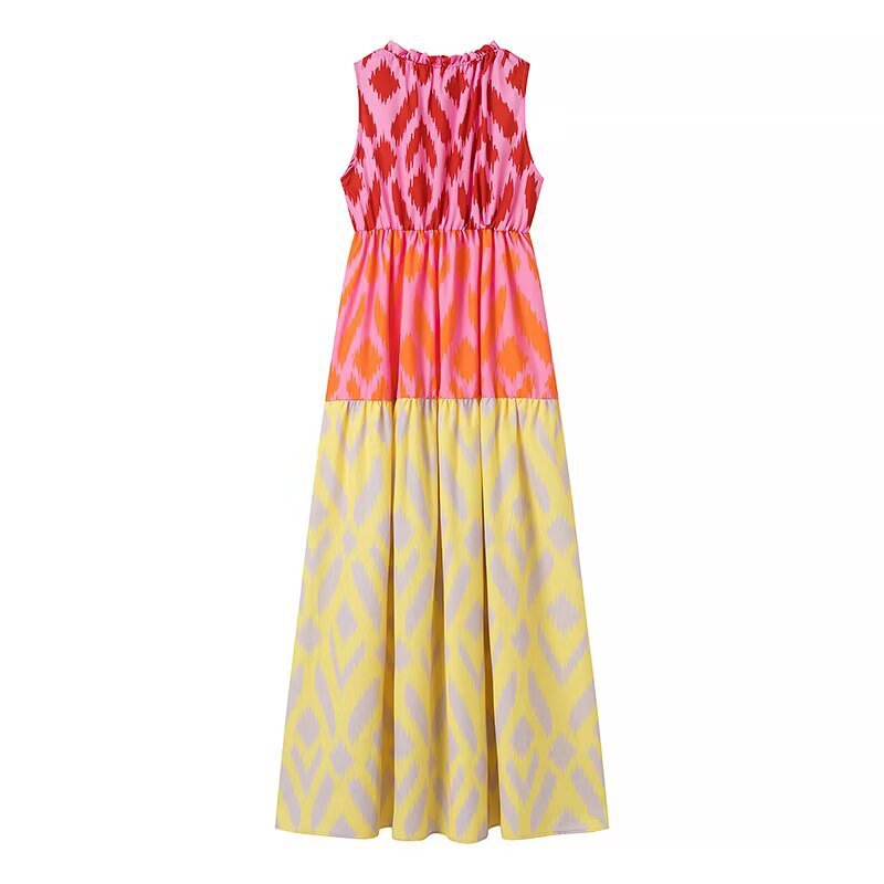 Damen Maxikleid mit buntem Muster und lässigem Schnitt EB