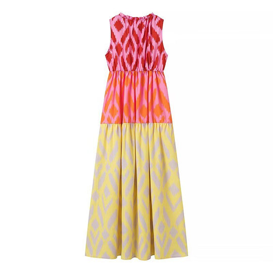 Damen Maxikleid mit buntem Muster und lässigem Schnitt EB