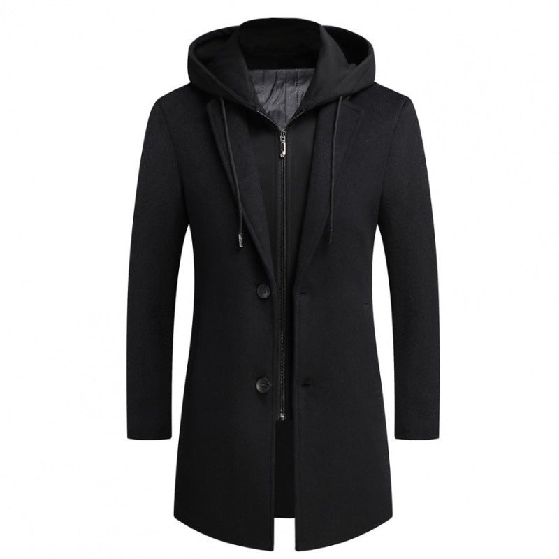 Damen modische Longjacke mit abnehmbarer Kapuze und trendigem Innenfutter EB