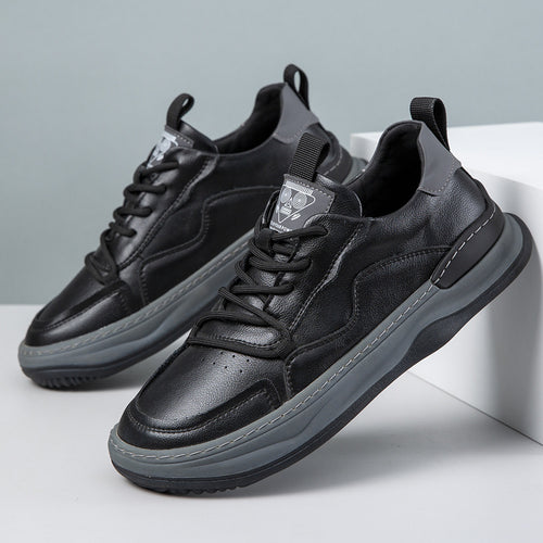 Damen Modische Leder Sneakers mit dämpfender Sohle und hohem Tragekomfort EB