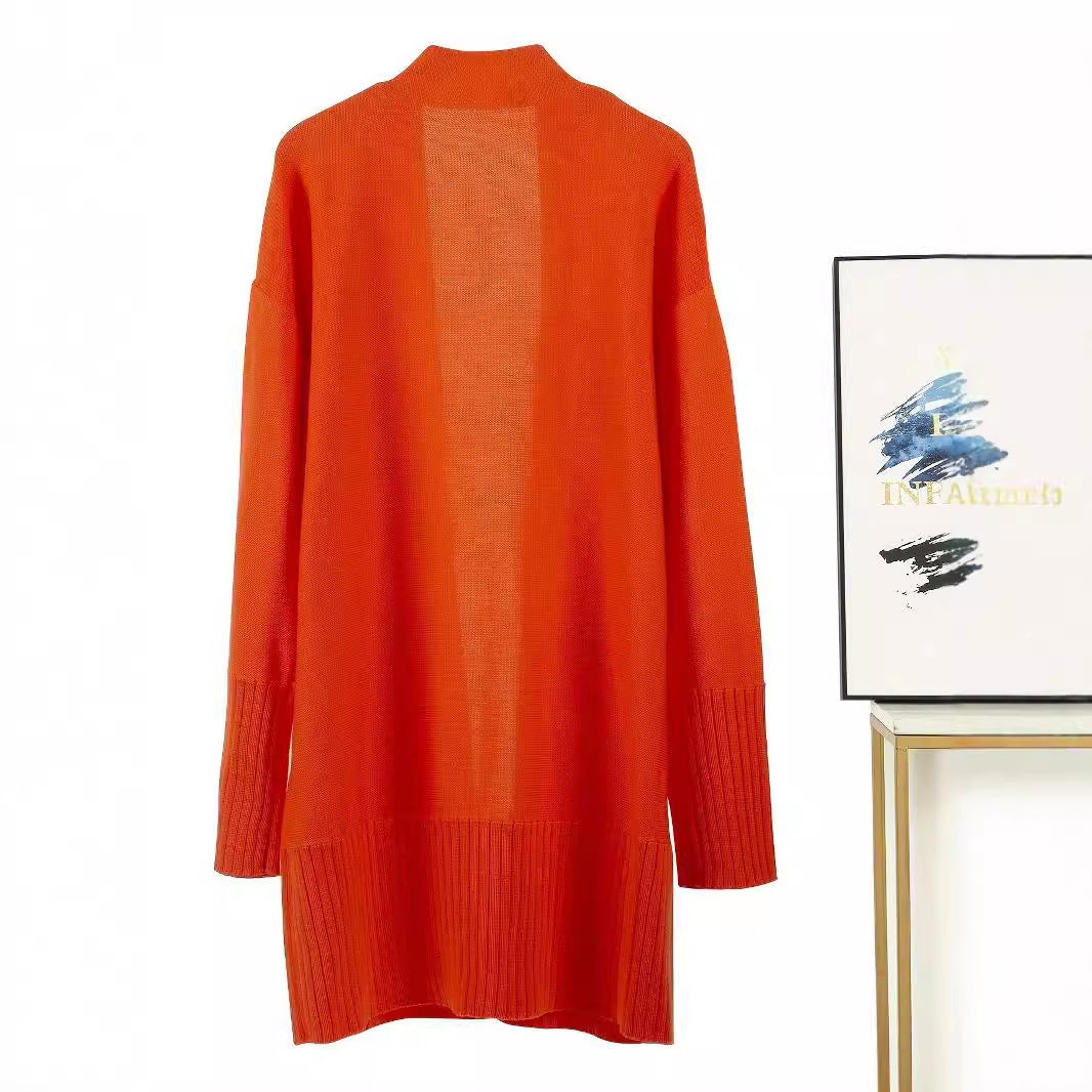 Damen lässiger Strickcardigan mit offenen Vorderteilen und praktischen Taschen EB