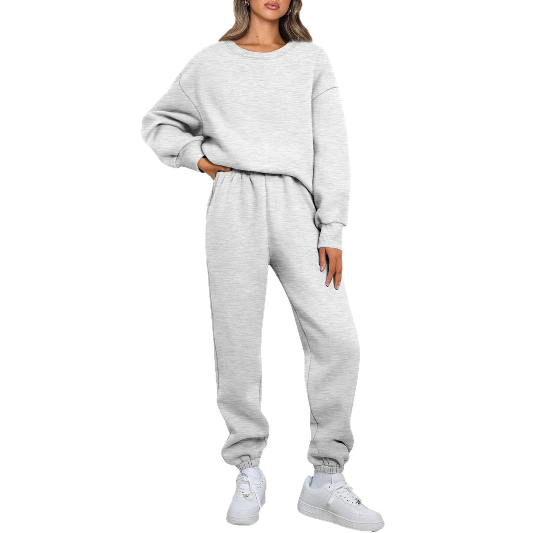 Damen nan gemütliches zweiteiliges Lounge-Set aus French-Terry mit Oversize-Sweatshirt und taillierter Jogginghose EB