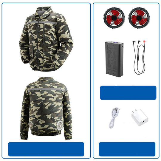 Herren nan belüftete Kühlarbeitsjacke mit seitlichen USB-Lüftern, reflektierendem Bruststreifen und multifunktionalen Taschen EB