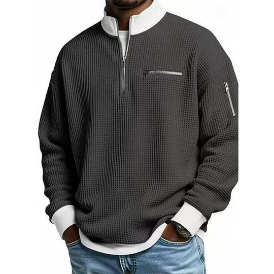 Herren Sweatshirt mit hohem Kragen und praktischem Reißverschluss EB