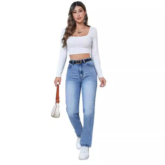 Damen Hoch taillierte Jeans mit schmalem Schnitt EB