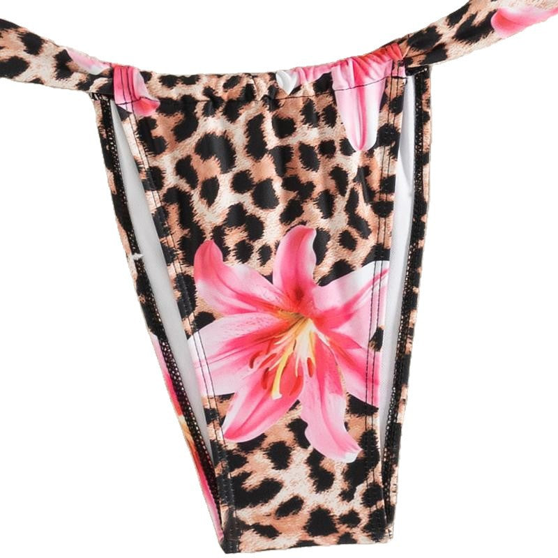 Damen Bikini-Set mit floralem Leopardenmuster EB