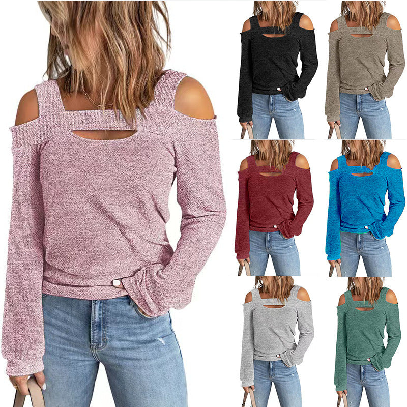 Damen lässiges Langarmshirt mit Cut-Out-Design EB