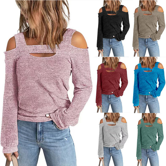 Damen lässiges Langarmshirt mit Cut-Out-Design EB