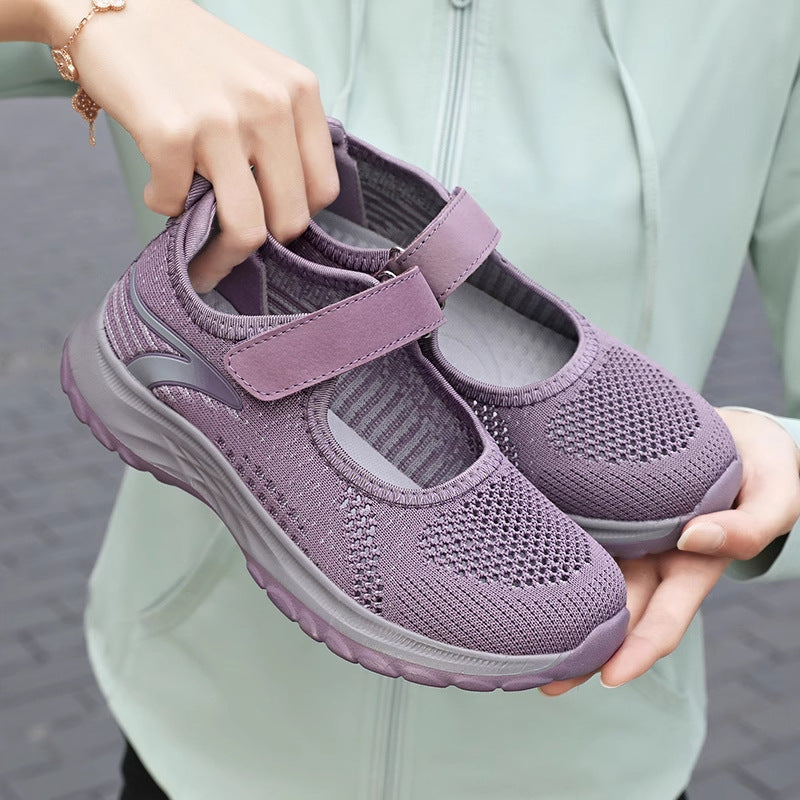 Damen Komfortable Slip-On Sneakers mit Klettverschluss EB