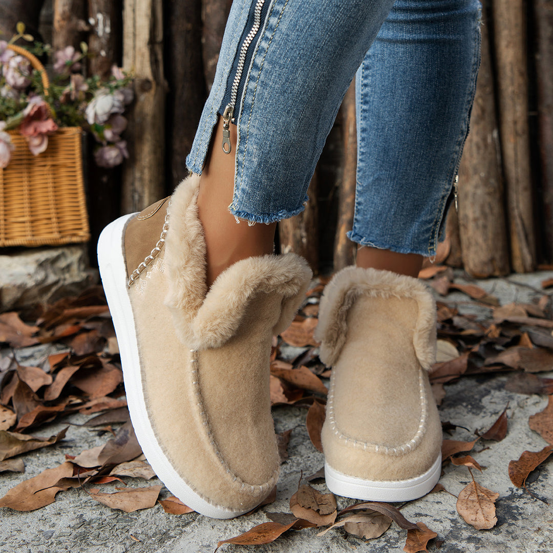 Damen Gemütliche Winter-Stiefeletten mit flauschigem Innenfutter und robustem Profil EB