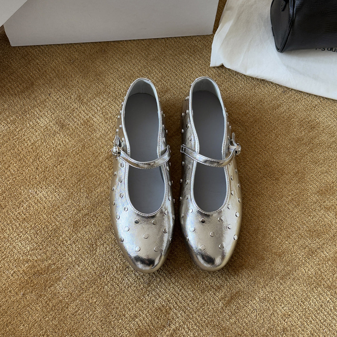 Damen Ballerinas mit modischem Riemchen und schimmernden Details EB