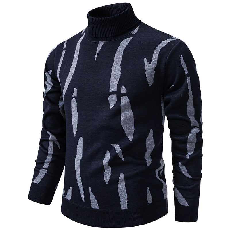 Herren modischer Pullover mit Stehkragen und einzigartigem Muster EB