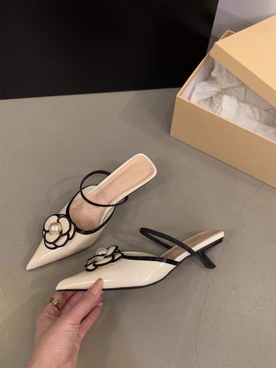 Damen Slingback Pumps mit trendiger Blumenapplikation EB