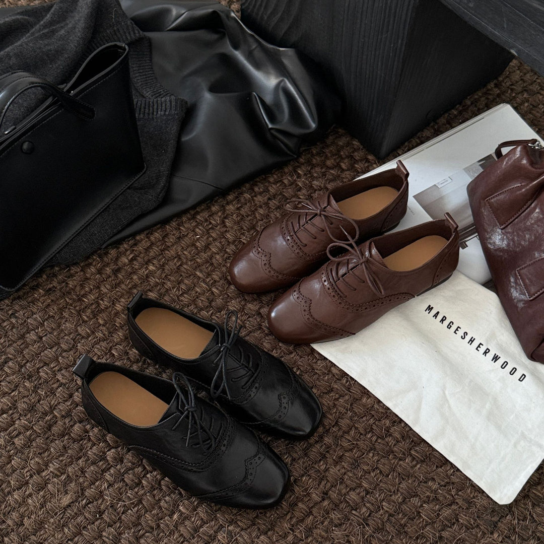 Damen Elegante Schnürschuhe mit modischem Lochmuster und hochwertigem Leder EB